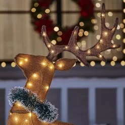 Home Accents Holiday 22RT2092214 58 in Warm White LED 2D Set Of 3 Deer Holiday Yard Decoration