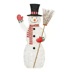 Home Accents Holiday 23RT01223112 6 ft. Warm White LED Snowman with Broom Stick Holiday Yard Decoration