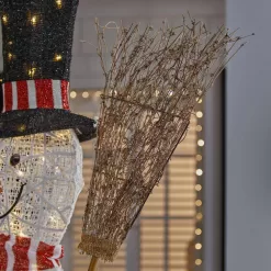 Home Accents Holiday 23RT01223112 6 ft. Warm White LED Snowman with Broom Stick Holiday Yard Decoration
