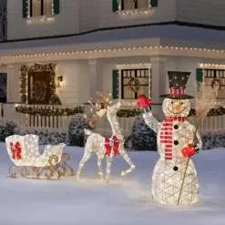 Home Accents Holiday 23RT01223112 6 ft. Warm White LED Snowman with Broom Stick Holiday Yard Decoration