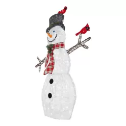 Home Accents Holiday TY172-1711-5 6 ft. Cool White LED Snowman with Red Birds Holiday Yard Decoration
