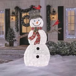 Home Accents Holiday TY172-1711-5 6 ft. Cool White LED Snowman with Red Birds Holiday Yard Decoration
