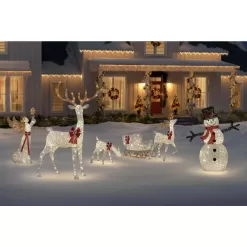 Home Accents Holiday TY285-1911 8.5 ft. Warm White LED Giant Buck with Bow Holiday Yard Decoration