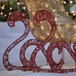 Home Accents Holiday TY374+375-1411 5 ft. Gold Reindeer with 44 in Sleigh Holiday Yard Decoration