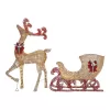 Home Accents Holiday TY374+375-1411 5 ft. Gold Reindeer with 44 in Sleigh Holiday Yard Decoration