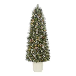 Home Accents Holiday 23PG90127 6 ft. Pre-Lit LED Sparkling Amelia Pine Potted Artificial Christmas Tree
