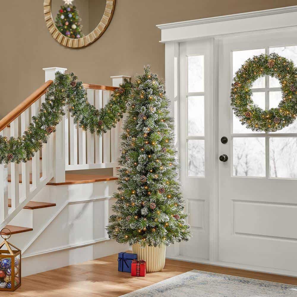 Home Accents Holiday 23PG90127 6 ft. Pre-Lit LED Sparkling Amelia Pine Potted Artificial Christmas Tree