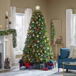 Home Accents Holiday 23HD90002 7.5 ft. Pre-Lit LED Brookside Pine Artificial Christmas Tree