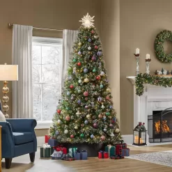 Home Accents Holiday 23PG90019 7.5 ft. Pre-Lit LED Sparkling Amelia Frosted Pine Artificial Christmas Tree