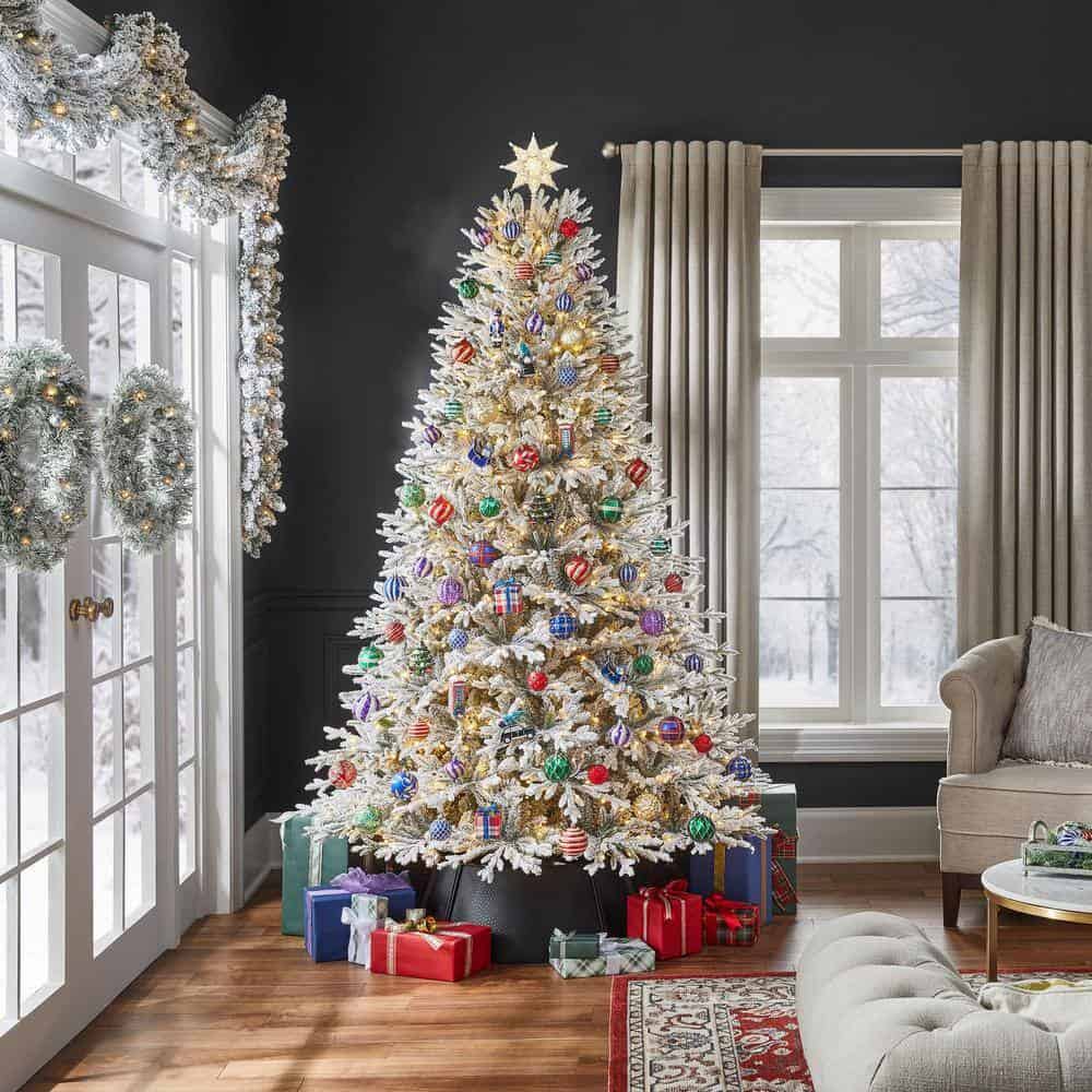 Home Decorators Collection 21HD10008 7.5 ft. Pre-Lit LED Kenwood Fraser Flocked Artificial Christmas Tree