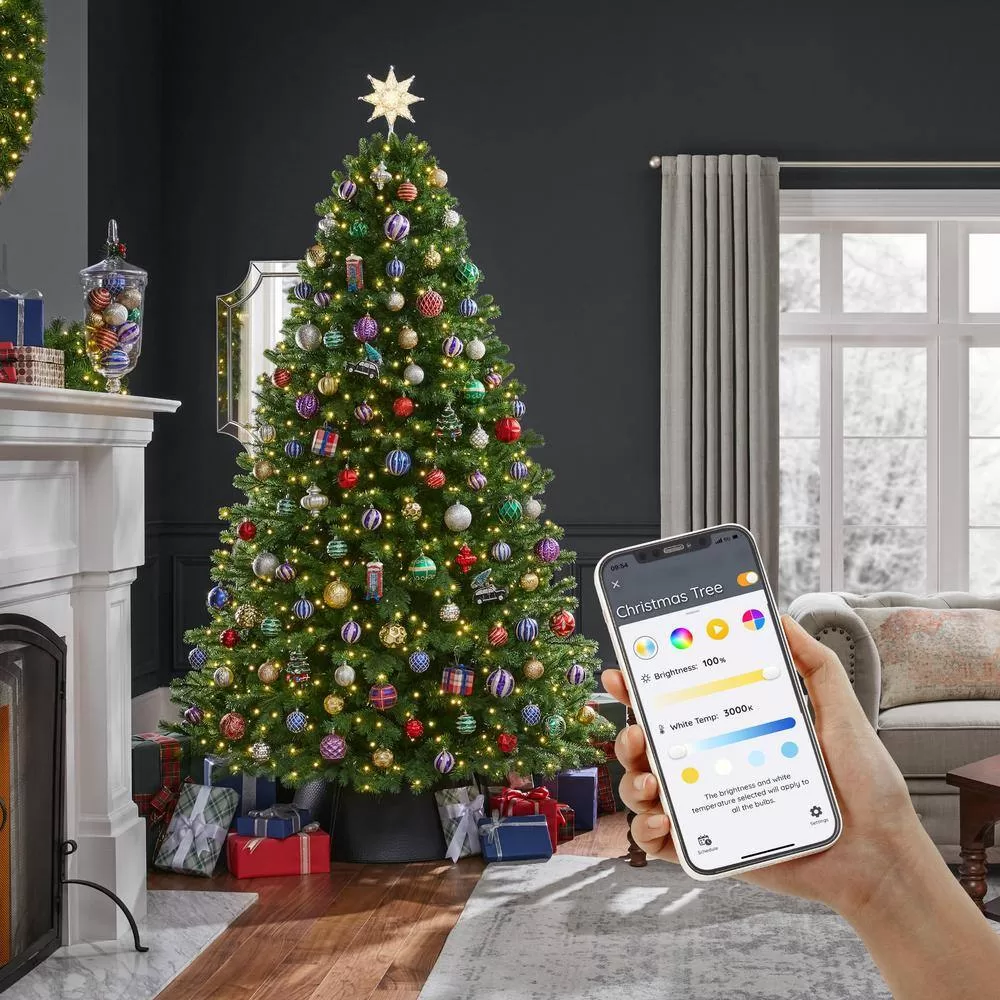 Home Decorators Collection 23LE31092 7.5 ft. Pre-Lit LED Waldorf Fir Artificial Christmas Tree Powered by Hubspace
