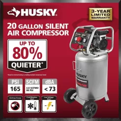 Husky 3332013 20 Gal. Vertical Electric-Powered Silent Air Compressor