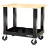 Husky G3600S-US Ready-To-Assemble 3 ft. Portable Solid Wood Top Workbench with Casters in Black