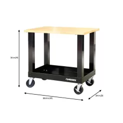 Husky G3600S-US Ready-To-Assemble 3 ft. Portable Solid Wood Top Workbench with Casters in Black