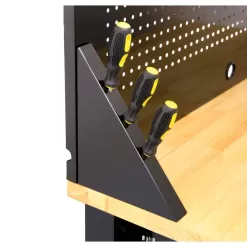 Husky G4801S-US 4 ft. Solid Wood Top Workbench in Black with Pegboard and 1 Drawer