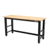 Husky G7200S-US 6 ft. Adjustable Height Solid Wood Top Workbench in Black for Ready to Assemble Steel Garage Storage System