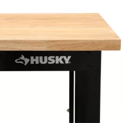 Husky G7200S-US 6 ft. Adjustable Height Solid Wood Top Workbench in Black for Ready to Assemble Steel Garage Storage System