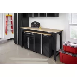 Husky G7200S1-US Ready-To-Assemble 6 ft. Solid Wood Top Workbench in Black