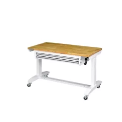Husky HOLT4602BJ2 46 in. Adjustable Height Work Table with 2-Drawers in White