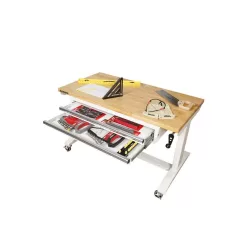 Husky HOLT4602BJ2 46 in. Adjustable Height Work Table with 2-Drawers in White
