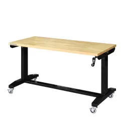Husky HOLT52XDB12 52 in. W x 24 in. D Adjustable Height Solid Wood Top Workbench Table in Black