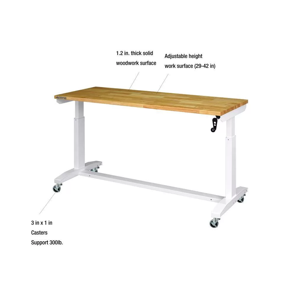 Husky HOLT62XDBJ2 62 in. Adjustable Height Work Table in White