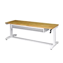 Husky HOLT7202BJ2 72 in. 2-Drawers Adjustable Height Work Table in White