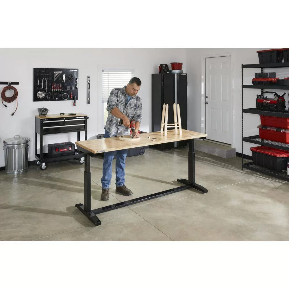 Husky HOLT72XDB11 72 in. Adjustable Height Work Table