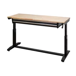 Husky HOTL6202B12 62 in. Adjustable Height Workbench Table with 2-Drawers in Black