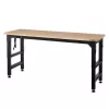 Husky HTC1000004 6 ft. Adjustable Height Solid Wood Top Workbench in Black for Heavy Duty Welded Steel Garage Storage System
