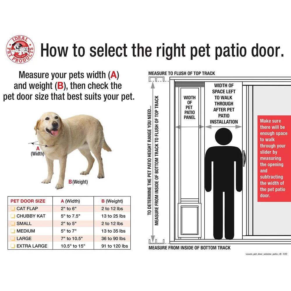 Ideal Pet Products 80PATCKW 7.5 in. x 10.5 in. Large White Chubby Kat Pet Patio Door Insert for 77.6 in. to 80.4 in. Aluminum Sliding Glass Door