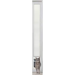 Ideal Pet Products 80PATCKW 7.5 in. x 10.5 in. Large White Chubby Kat Pet Patio Door Insert for 77.6 in. to 80.4 in. Aluminum Sliding Glass Door