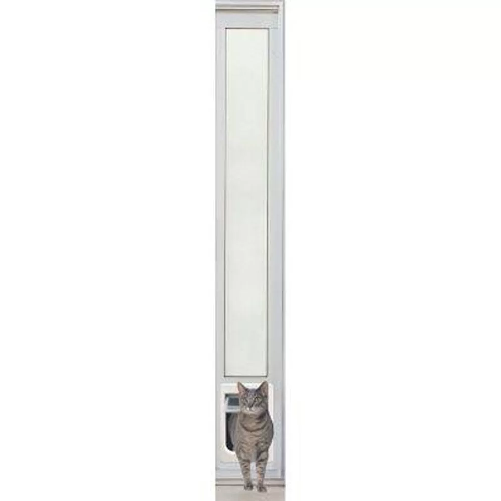 Ideal Pet Products 80PATCKW 7.5 in. x 10.5 in. Large White Chubby Kat Pet Patio Door Insert for 77.6 in. to 80.4 in. Aluminum Sliding Glass Door