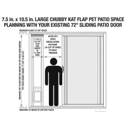 Ideal Pet Products 80PATCKW 7.5 in. x 10.5 in. Large White Chubby Kat Pet Patio Door Insert for 77.6 in. to 80.4 in. Aluminum Sliding Glass Door
