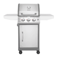 Royal Gourmet GG3001S Stainless Steel 3-Burner Propane Gas Grill, 25,500 BTU Cabinet Style Cas Grill with Side Tables