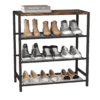 HOMEFORT 4-Tier Metal Shoe Rack, All-Metal Shoe Tower,Shoe Storage Shelf with MDF Top Board, Rustic Brown