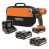 RIDGID R86001K-AC870015PN 18V Cordless 1/2 in. Drill/Driver Kit with 2.0 Ah Battery, Charger, and 18V 1.5 Ah Lithium-Ion Battery (2-Pack)
