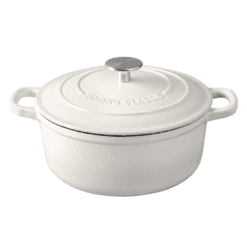 EDGING CASTING Enameled Cast Iron Covered 5.5 Quart Dutch Oven with Dual Handle, White