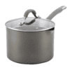 Circulon 84567 3-Qt.Covered Straining Pour Spouts Hard Anodized Aluminum Saucepan, 3 quart, Oyster Gray