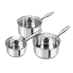 MICHELANGELO Stainless Steel Saucepan Set with Lids 1QT & 2QT & 3QT