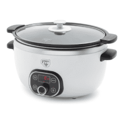 GreenLife Cook Duo Healthy Ceramic Nonstick Programmable 6 Quart Family-Sized Slow Cooker, White
