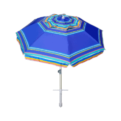 AMMSUN 7ft Heavy Duty High Wind Beach Umbrella Parasols with sand anchor & Tilt Sun Shelter, UV 50+ Protection Outdoor Sunshade Umbrellas Carry Bag for Patio Garden Pool Backyard Stripe Blue