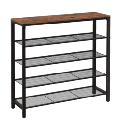 VASAGLE INDESTIC Shoe Rack, Shoe Organizer for Closet with 4 Mesh Shelves and Large Top for Bags ULBS015B03