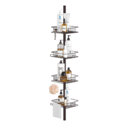 SEIRIONE Tension Corner Shower Pole Caddy, Rustproof Stainless Steel, Oil Bronze