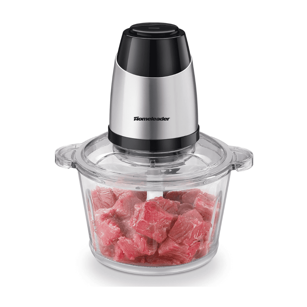 Electric Food Chopper, 8-Cup Food Processor by Homeleader, 2L Glass Bowl Grinder for Meat, 300W