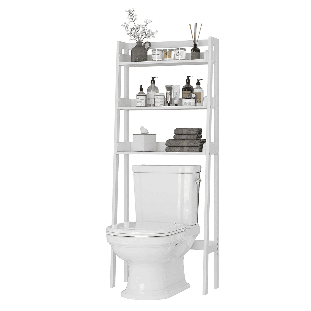 UTEX 3-Shelf Bathroom Organizer Over The Toilet, 3-Tier Shelf, Spacesaver (White)