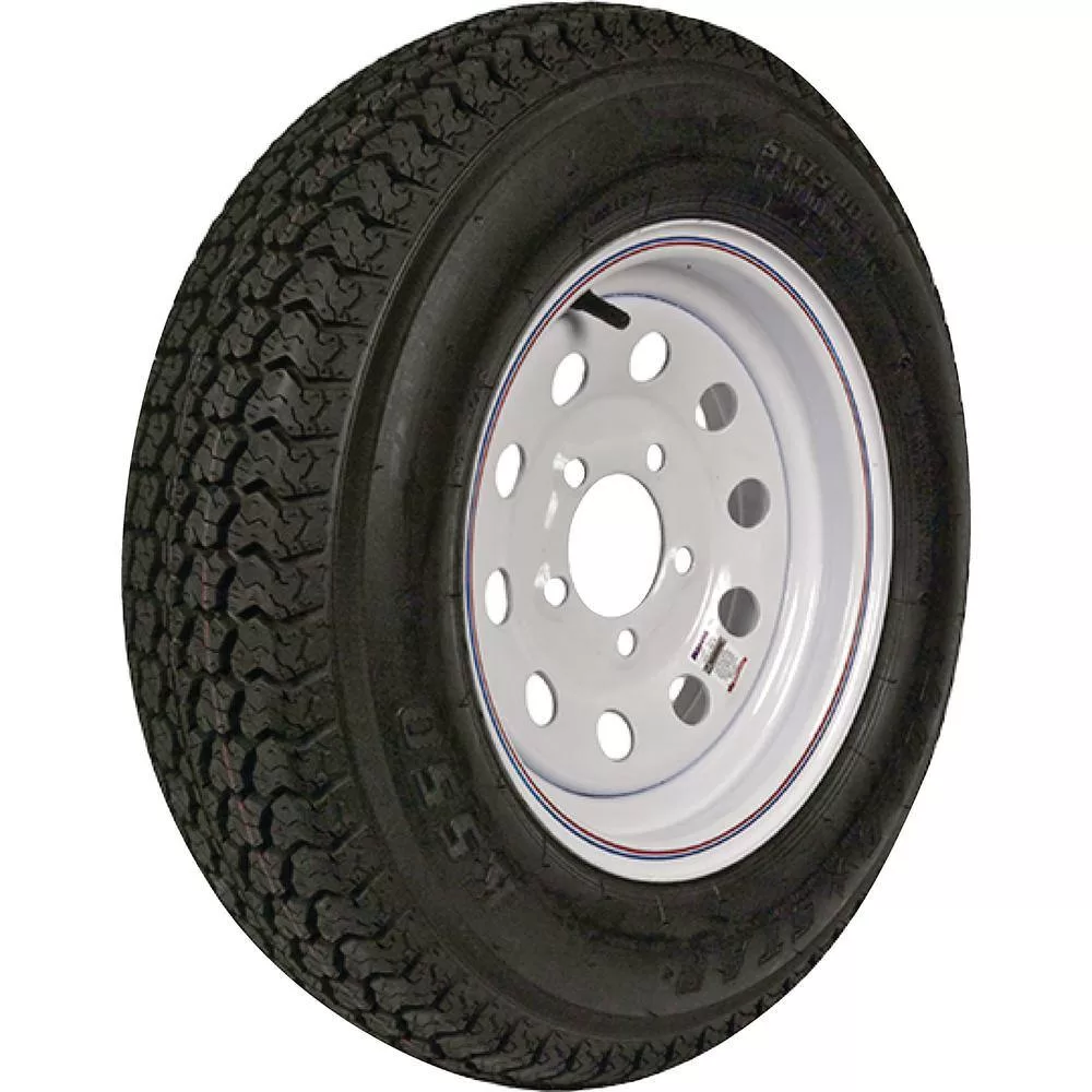 LOADSTAR 3S140 ST175/80D-13 K550 BIAS 1360 lb. Load Capacity White with Stripe 13 in. Bias Tire and Wheel Assembly