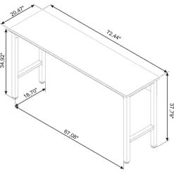 Manhattan Comfort 6GMC-CH Fortress 72.4 in. W x 20.5 in. D Steel Workbench Table in Charcoal Grey