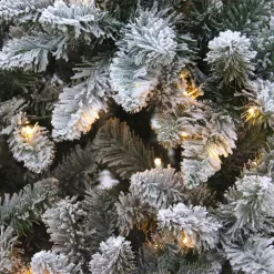 Maypex 300571 8 ft. Green Lighted Flocked Spruce Artificial Christmas Tree
