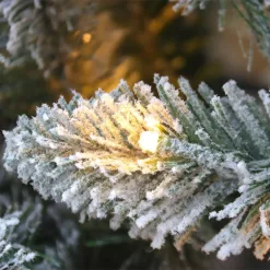 Maypex 300571 8 ft. Green Lighted Flocked Spruce Artificial Christmas Tree